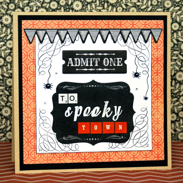 Admit One to Spooky Town card by Jennifer Grace
