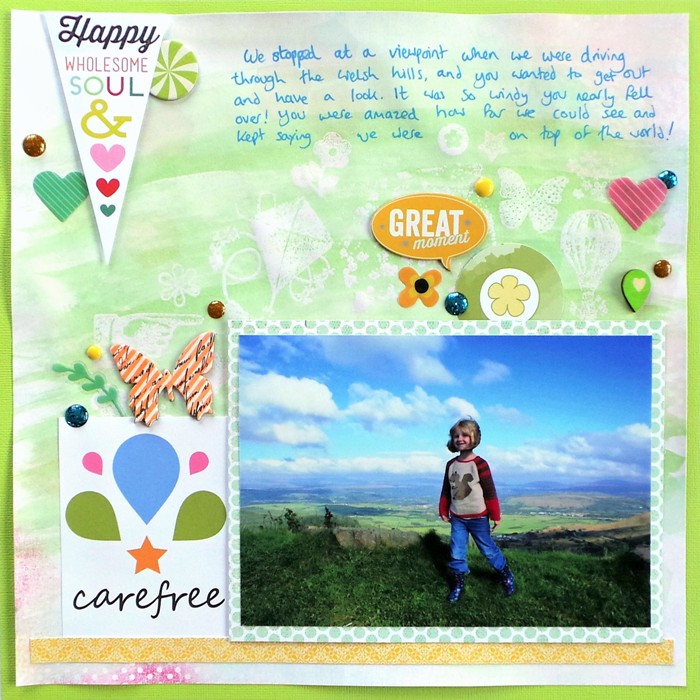Carefree layout by Jennifer Grace using a Resist Technique