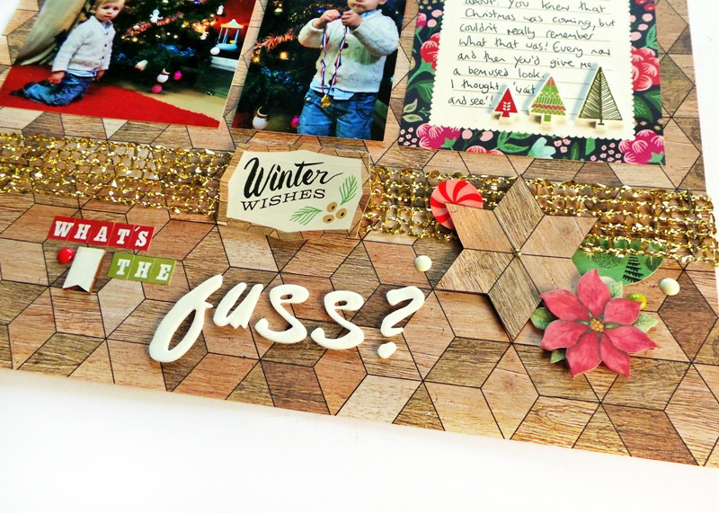 What's The Fuss Layout with Shrink Plastic Embellishments at Jennifer Grace Creates
