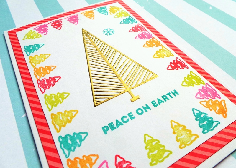 Peace On Earth Colourful Trees Christmas Card by Jennifer Grace Creates