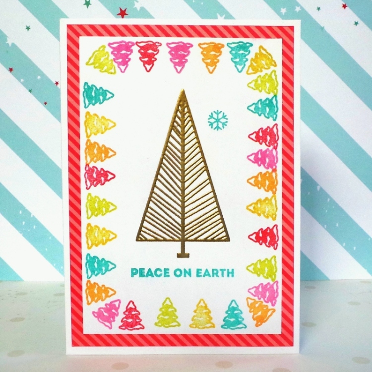 Peace On Earth Colourful Trees Christmas Card by Jennifer Grace Creates